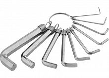 Набор ключей имбусовых HEX Sparta, 1,5–10 мм, CrV, 10шт.,никелированный, на кольце 112685  картинка